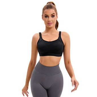 Women's Contrasting Colors Adjustable Straps Workout Bras Fixed Cup U Back Sports Bras