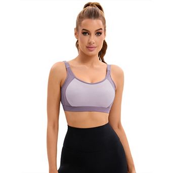 Women's Contrasting Colors Adjustable Straps Workout Bras Fixed Cup U Back Sports Bras