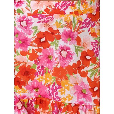 Floral Midi Skirt for Women's Elastic Front Irregular Hem Skirts