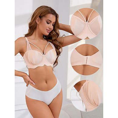Women's Soft Underwire Bra Front Cross Lightly Adjustable Straps Training Minimizers