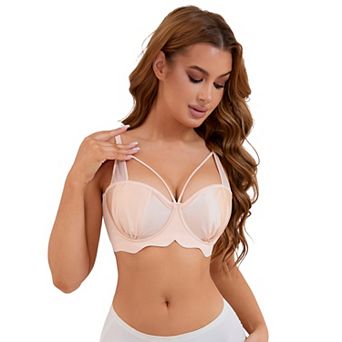Women's Soft Underwire Bra Front Cross Lightly Adjustable Straps Training Minimizers