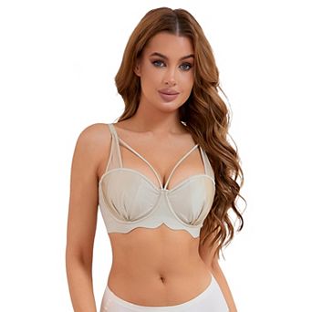 Women's Soft Underwire Bra Front Cross Lightly Adjustable Straps Training Minimizers