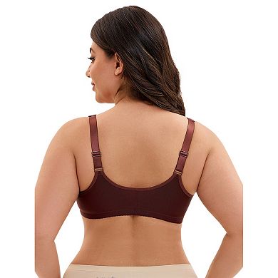 Women's Front Closure Lace Trim Underwire Plunge Bras Plus Size Adjustable Straps Lingerie