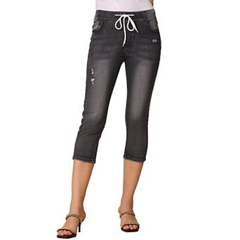 Women's Skinny Jeans Elastic Waist Classic Slimming Jeggings Denim Capri Pants