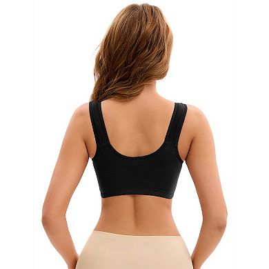 Women's Lace Front Closure Full Coverage Vest Soft Wirefree Breathable Bras