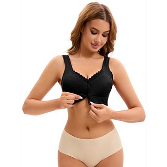 Women's Lace Front Closure Full Coverage Vest Soft Wirefree Breathable Bras