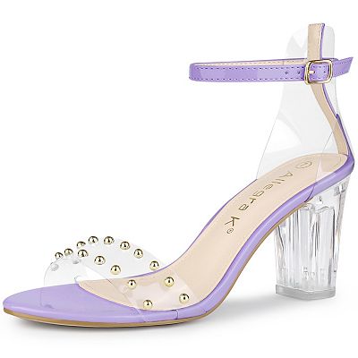 Women's Clear Block Heel Ankle Strap Heeled Sandals