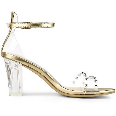 Women's Clear Block Heel Ankle Strap Heeled Sandals