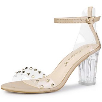 Women's Clear Block Heel Ankle Strap Heeled Sandals
