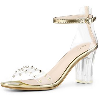 Women's Clear Block Heel Ankle Strap Heeled Sandals