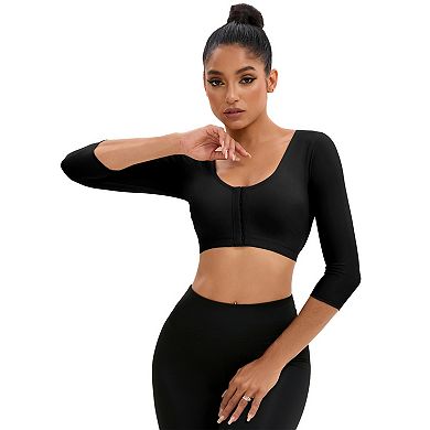 Women's Front Hook Closure Compression Sleeves Slimming Tops Wirefree Bra Tube Shaping Tops