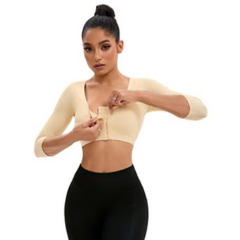 Women's Front Hook Closure Compression Sleeves Slimming Tops Wirefree Bra Tube Shaping Tops