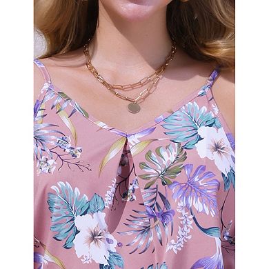 Women's Camisole Tank Top Casual V Neck Floral Adjustable Spaghetti Strap t Shirt