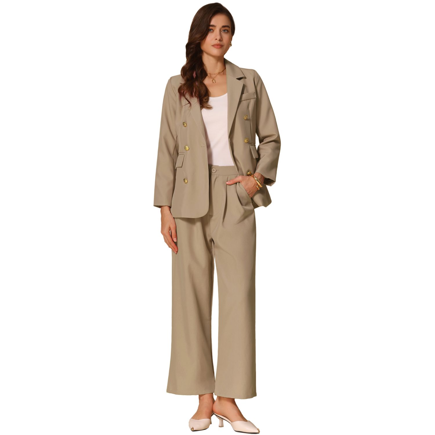 Women's Blazer Sets Women 2 Piece Outfits Dressy Business Work Office  Casual Blazer Pant Suits