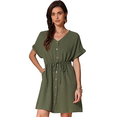 chinese dress ladies Sleeveless Drawstring Waist Midi A Line Dress | A-Line Dress main image 1
