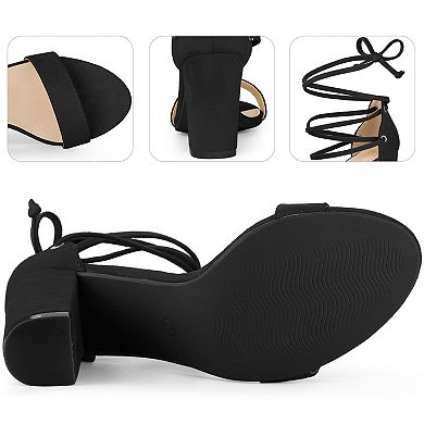 Strappy Lace Up Chunky High Heel Sandals for Women