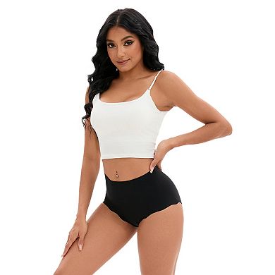 Women's High-Waisted Full-Coverage Underwear Wave Trim No Trace Briefs