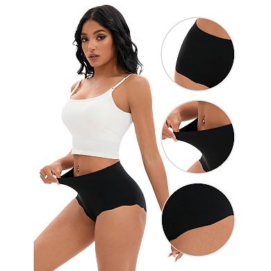 Women's High-Waisted Full-Coverage Underwear Wave Trim No Trace Briefs