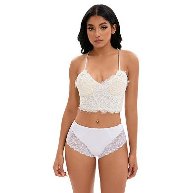 Women's Lace Mid-Waisted Underwear Comfortable Briefs, Available in Plus Size