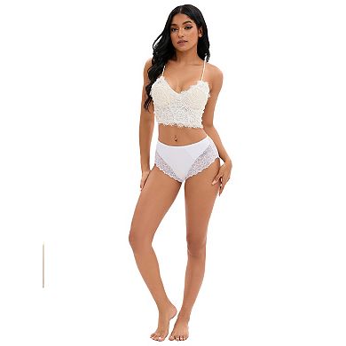 Women's Lace Mid-Waisted Underwear Comfortable Briefs, Available in Plus Size
