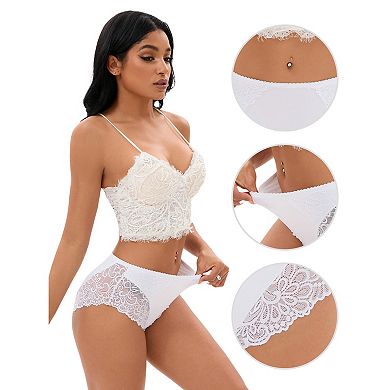 Women's Lace Mid-Waisted Underwear Comfortable Briefs, Available in Plus Size