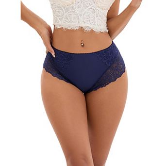 Women's Lace Mid-Waisted Underwear Comfortable Briefs, Available in Plus Size