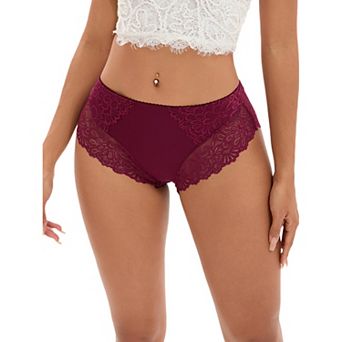 Women's Lace Mid-Waisted Underwear Comfortable Briefs, Available in Plus Size