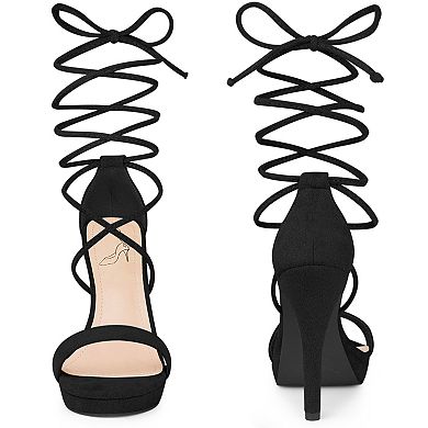 Platform Stiletto Heels Lace Up Sandals for Women