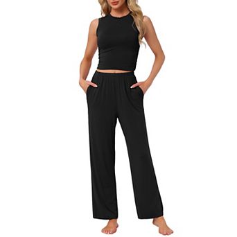 Women's Loung Set Sleeveless Tank Top Pants Sleepwear Soft Soild Pajama Set