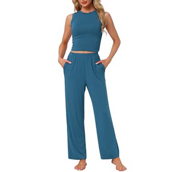 Women's Loung Set Sleeveless Tank Top Pants Sleepwear Soft Soild Pajama Set