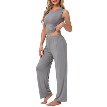 Women's Loung Set Sleeveless Tank Top Pants Sleepwear Soft Soild Pajama Set