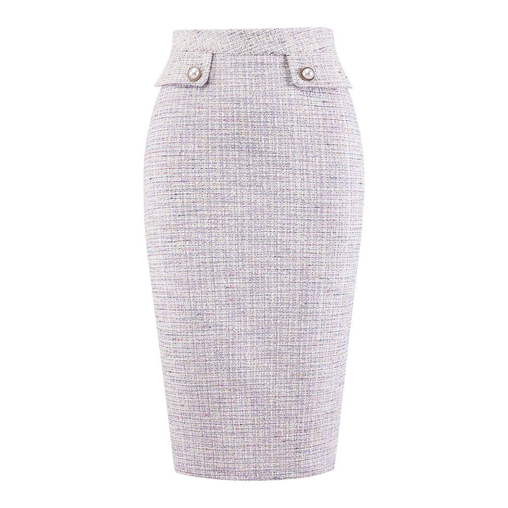 Women's Tweed Skirt High Waist Elegant Work Office Midi Pencil Skirts