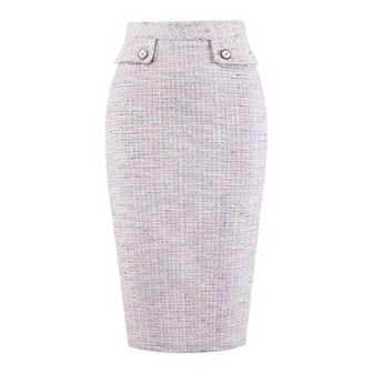 Women's Tweed Skirt High Waist Elegant Work Office Midi Pencil Skirts