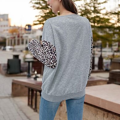 Women's V-Neck Long Sleeve Pullover Top with Comfortable Fabric for Casual Wear
