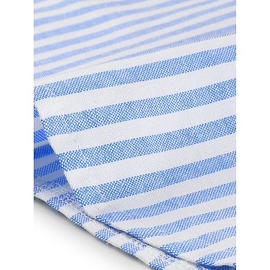 Striped Button Down Shirts for Women's Cotton Casual Cap Sleeve Blouse Tops