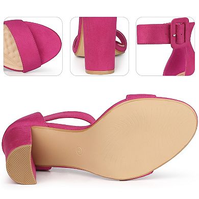 Open Toe Ankle Straps Block Heel Sandals for Women