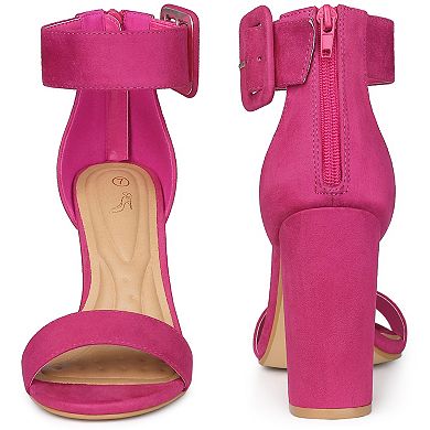 Open Toe Ankle Straps Block Heel Sandals for Women