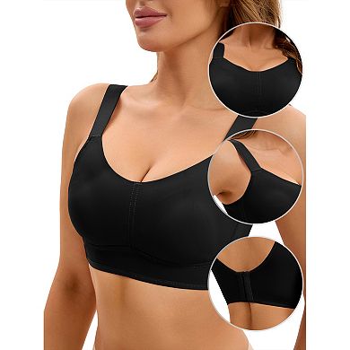 Women's Push Up V Neck Full Coverage Bras Wirefree Adjustable Straps Minimizers