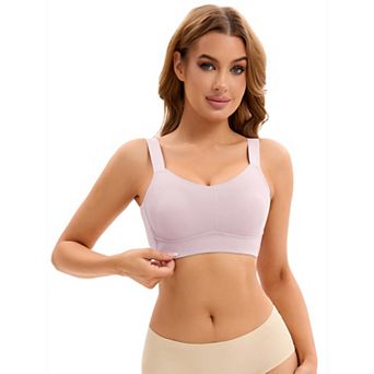 Women's Push Up V Neck Full Coverage Bras Wirefree Adjustable Straps Minimizers