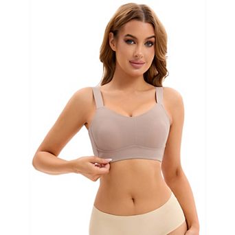 Women's Push Up V Neck Full Coverage Bras Wirefree Adjustable Straps Minimizers