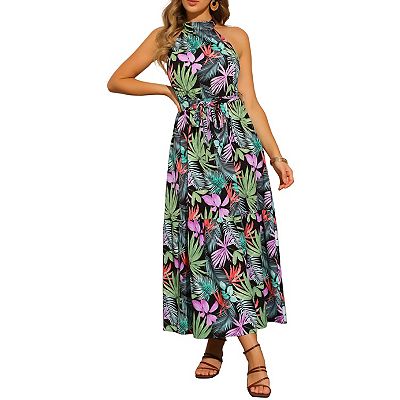tropical halter dress Fernanda Halterneck Maxi Dress - Blue Tropical
