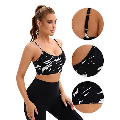 Women's Adjustable Straps U Back Sports Bras Wirefree Full Support Workout Bras