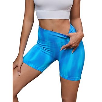 Women's High Waist Tie Dye Biker Shorts Tummy Control Workout Running Thigh Slimmer