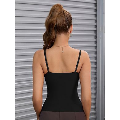Women's Tummy Control Ice Silk Shapewear Camisole Body Shaper Cami Vest with Built in Bra