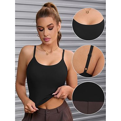 Women's Tummy Control Ice Silk Shapewear Camisole Body Shaper Cami Vest with Built in Bra