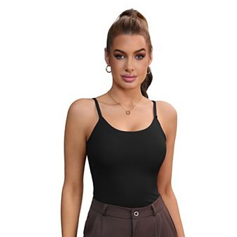 Women's Tummy Control Ice Silk Shapewear Camisole Body Shaper Cami Vest with Built in Bra