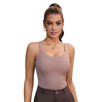 Women's Tummy Control Ice Silk Shapewear Camisole Body Shaper Cami Vest with Built in Bra