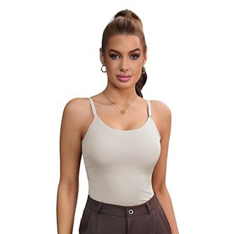 Women's Tummy Control Ice Silk Shapewear Camisole Body Shaper Cami Vest with Built in Bra