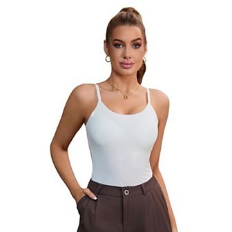 Women's Tummy Control Ice Silk Shapewear Camisole Body Shaper Cami Vest with Built in Bra