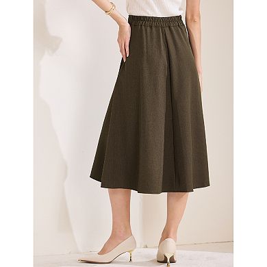 Women's A-Line Skirt High Waist Office Work Midi Flared Pleated Skirts